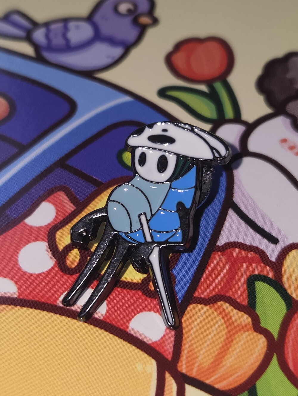 Blue Cartoon Bike Helmet Enamel Pin - Unbranded